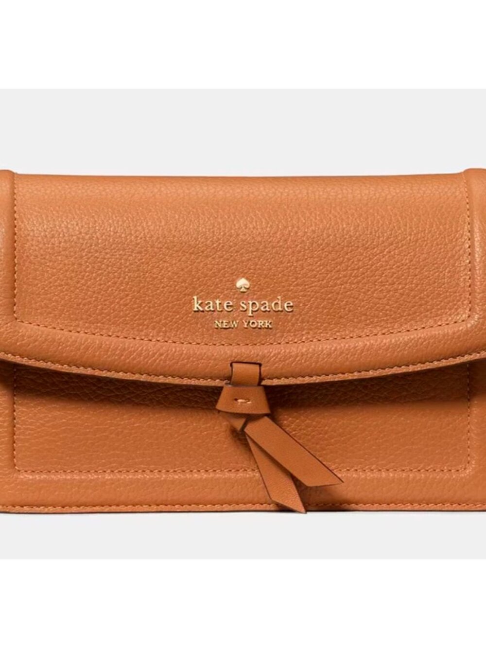 S Kate Spade Knott Flap Crossbody Light Brown Leather PurseKM611 NWT $249 Retail